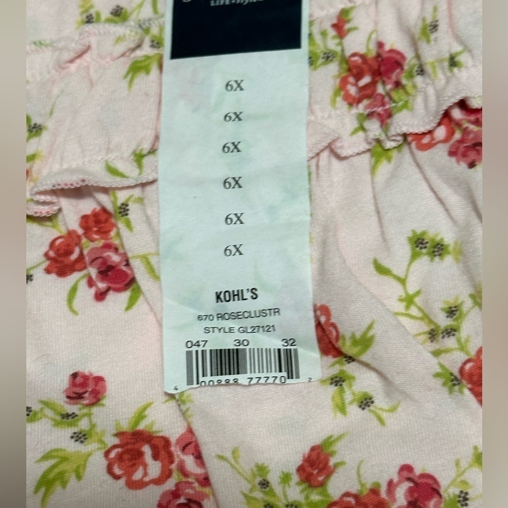 Girls floral long sleeved tee with lace & sequin detail in pink. Size 6X, new! - Picture 3 of 4
